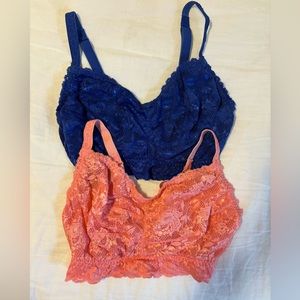 2 Cosabella Ultra Curvy Sweetie Bralettes size Small pink and blue